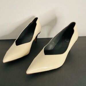 Franco Sarto Cream Pointed Toe Kitten Heel Pumps Low Heel Size 10